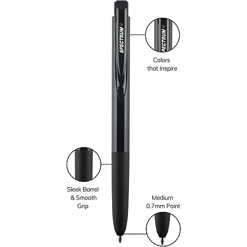 uni-ball uni&reg; Spectrum Gel Pen 0.7 mm Medium Pen Point - Black Ink - Gel-based - 1 Dozen (70359)