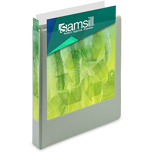 Samsill Eco-Conscious View Binder 1" Binder Capacity - Letter - 8 1/2" x 11" Sheet Size - Fastener(s): D-Ring - Pocket(s): 2, Internal - Polypropylene, Fiberboard - Indigo, Sage, White, Riose - Clear Overlay, Non-glare - 4 / Pack (MP46939)