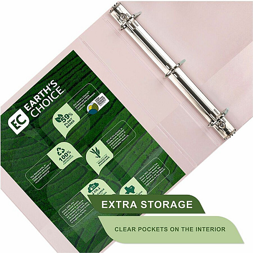 Samsill Eco-Conscious View Binder 2" Binder Capacity - Letter - 8 1/2" x 11" Sheet Size - 3 Ring(s) - Fastener(s): D-Ring - Polypropylene, Fiberboard - Riose, Indigo, Sage, White - Durable, Clear Overlay, Archival-safe, Non-glare, PVC-free, Non- (MP46969)