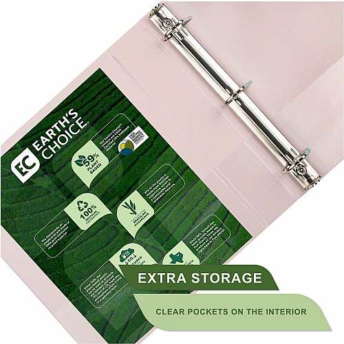 Samsill Eco-Conscious View Binder 2" Binder Capacity - Letter - 8 1/2" x 11" Sheet Size - 3 Ring(s) - Fastener(s): D-Ring - Polypropylene, Fiberboard - Riose, Indigo, Sage, White - Durable, Clear Overlay, Archival-safe, Non-glare, PVC-free, Non- (MP46969)