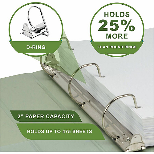 Samsill Eco-Conscious View Binder 2" Binder Capacity - Letter - 8 1/2" x 11" Sheet Size - 3 Ring(s) - Fastener(s): D-Ring - Polypropylene, Fiberboard - Riose, Indigo, Sage, White - Durable, Clear Overlay, Archival-safe, Non-glare, PVC-free, Non- (MP46969)