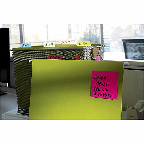 Post-it&reg; Super Sticky Notes 15 - 3" Flag/Note Width x 3" Flag/Note Length - Square - 45 Sheets per Pad - Neon Orange, Tropical Pink, Power Pink, Iris, Blue Paradise, Neon Green Limeade - Adhesive, Recyclable - 15 / Pack (65415SSCP)