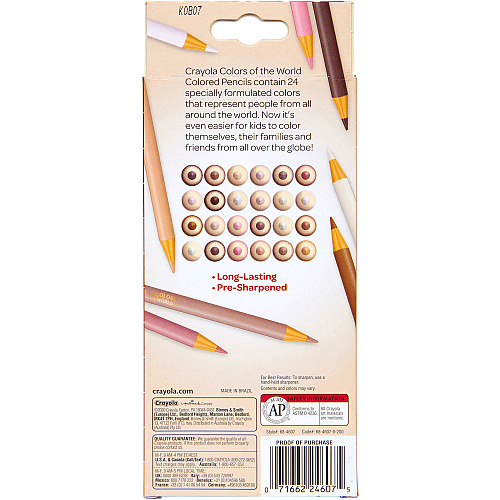 Crayola Colors of the World Colored Pencil Assorted Lead - 24 / Pack (684607)
