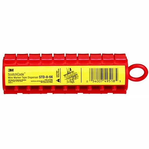 3M ScotchCode Wire Marker Tape Dispenser STD 0.2" Width - White, Red, Transparent - Polyester, Acrylic, Plastic - 1 Each (STD09X)