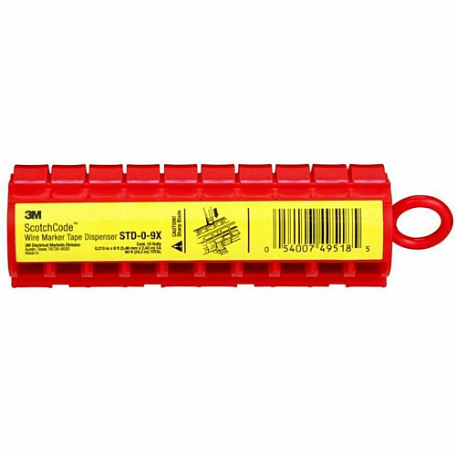 3M ScotchCode Wire Marker Tape Dispenser STD 0.2" Width - White, Red, Transparent - Polyester, Acrylic, Plastic - 1 Each (STD09X)