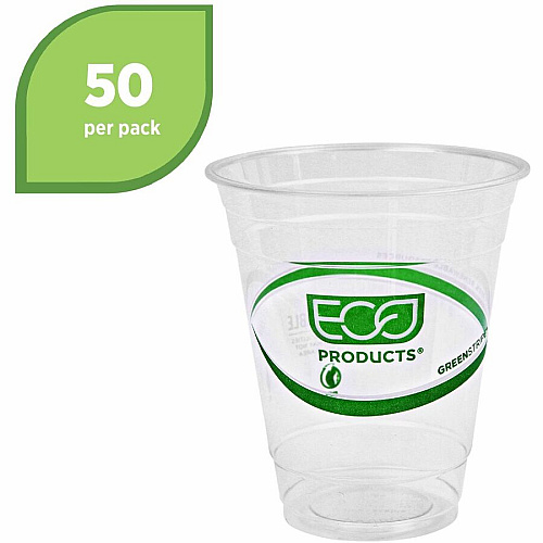 Eco-Products 12 oz GreenStripe Cold Cups 12 fl oz - Clear, Green - Polylactic Acid (PLA) - Cold Drink - 50 / Pack (EPCC12GSA)