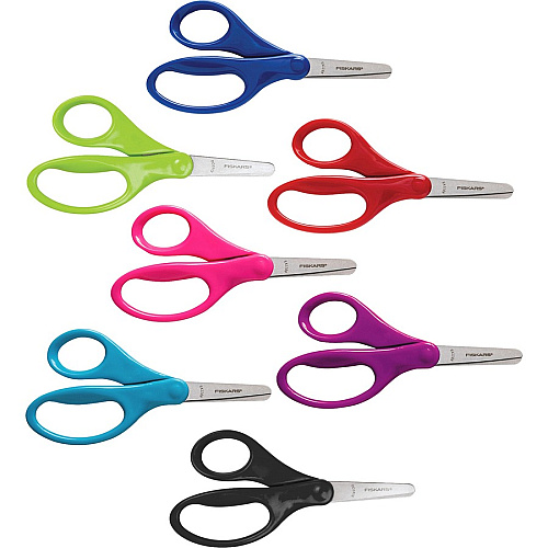 Fiskars 5" Blunt-tip Kids Scissors 5" Overall LengthSafety Edge Blade - Blunted Tip - Red, Blue, Turquoise, Green, Pink, Purple - 1 Each (1941601063)