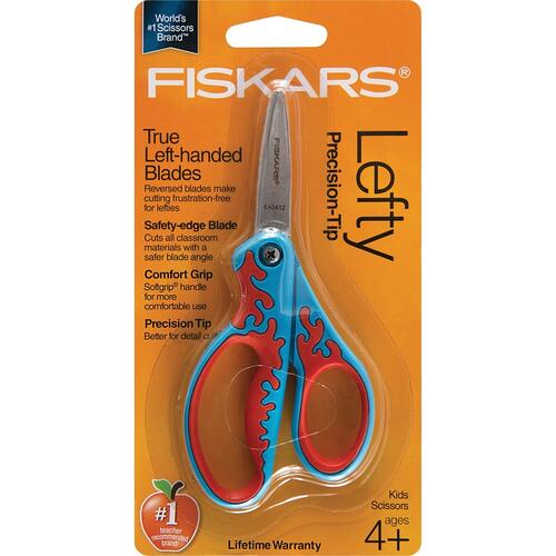 Fiskars Softgrip Left-handed Pointed Kids Scissors 5" Overall Length - Left - Pointed Tip - Multi - 1 Each (1943301020)