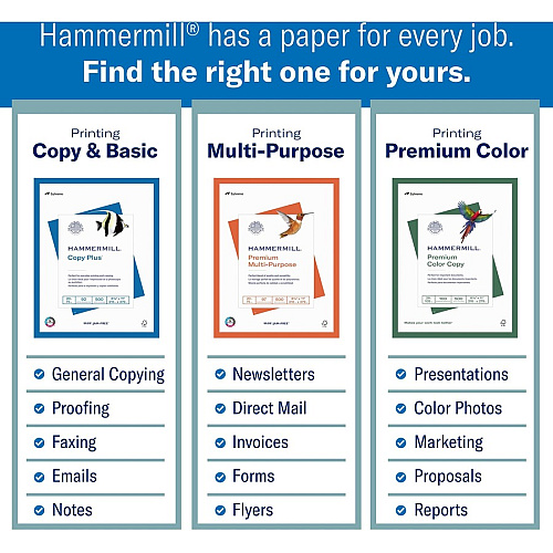 Hammermill Copy Plus Paper - White 92 Brightness - Letter - 8 1/2" x 11" - 20 lb Basis Weight - Acid-free, Quick Drying - White - 500 Sheets per Ream - 10 / Carton (105007CT)