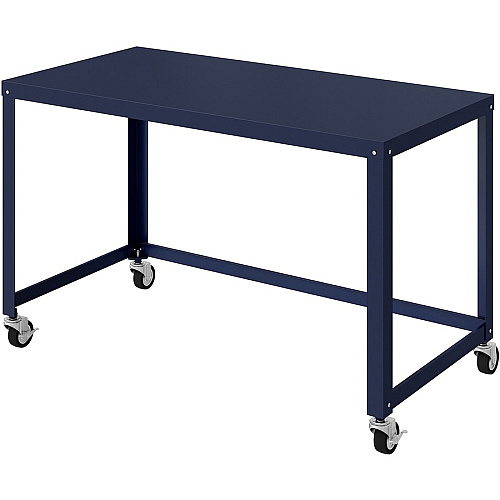 Lorell SOHO Personal Mobile Desk Rectangle Top - 200 lb Capacity - 48" Table Top Length x 24" Table Top Width - 30" Height - Assembly Required - Navy - Steel - 1 Each (LLR18335)