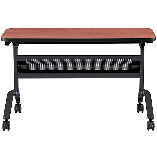 Safco Flip-N-Go Rectangular Training Table Biltmore Cherry Rectangle Top - Black Base - 150 lb Capacity - 48" Table Top Width x 18" Table Top Depth x 1.20" Table Top Thickness - 29" Height - Training Room - Assembly Required - Low Pressure  (LF1848TSLCRM)