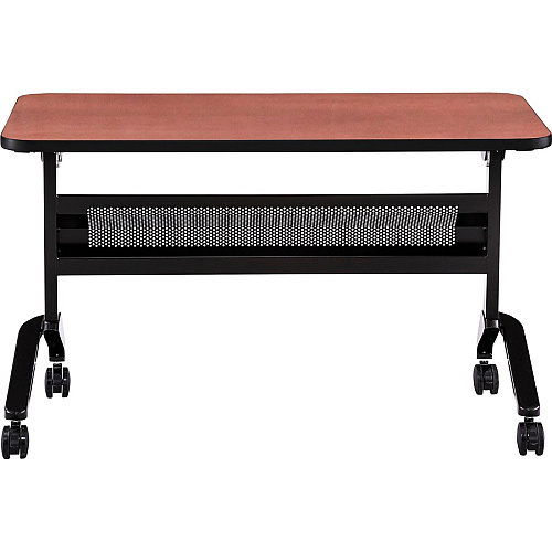 Safco Flip-N-Go Rectangular Training Table Biltmore Cherry Rectangle Top - Black Base - 150 lb Capacity - 48" Table Top Width x 24" Table Top Depth x 1.20" Table Top Thickness - 29" Height - Training Room - Assembly Required - Low Pressure  (LF2448TSLCRM)