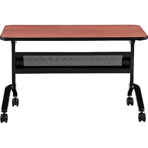 Safco Flip-N-Go Rectangular Training Table Biltmore Cherry Rectangle Top - Black Base - 150 lb Capacity - 48" Table Top Width x 24" Table Top Depth x 1.20" Table Top Thickness - 29" Height - Training Room - Assembly Required - Low Pressure  (LF2448TSLCRM)