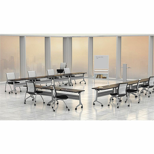 Safco Flip-N-Go Rectangular Training Table Mocha Rectangle Top - Black Base - 150 lb Capacity - 60" Table Top Width x 24" Table Top Depth x 1.20" Table Top Thickness - 29" Height - Assembly Required - Low Pressure Laminate (LPL) Top Materia (LF2460TSLDCM)