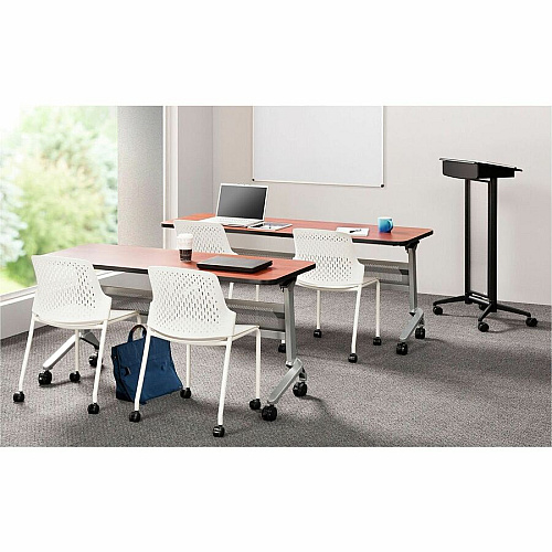 Safco Flip-N-Go Rectangular Training Table Mocha Rectangle Top - Black Base - 150 lb Capacity - 60" Table Top Width x 24" Table Top Depth x 1.20" Table Top Thickness - 29" Height - Assembly Required - Low Pressure Laminate (LPL) Top Materia (LF2460TSLDCM)