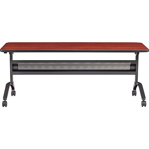 Safco Flip-N-Go Rectangular Training Table Biltmore Cherry Rectangle Top - Black Base - 150 lb Capacity - 72" Table Top Width x 24" Table Top Depth x 1.20" Table Top Thickness - 29" Height - Training Room - Assembly Required - Low Pressure  (LF2472TSLCRM)