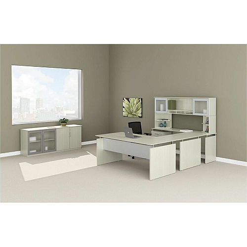 Safco Medina Textured Sea Salt Laminate Unit 29.5" Height x 48" Width x 24" Depth, 0" Thickness Table Top - Beveled Edge - Material: Medium Density Fiberboard (MDF), Laminate - Finish: Textured Sea Salt - 1 Each (MNBDGLTSS)