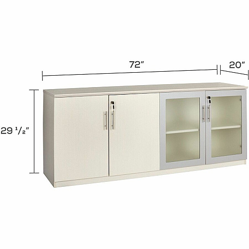 Safco Medina Textured Sea Salt Laminate Unit 1" Thickness Work Surface, 29.5" Height x 72" Width x 20" Depth Return, 0" Thickness Table Top, 26.4" Height x 17.9" Width1" Thickness Door - 4 Door(s) - 4 Shelve(s) - 4 Adjustable Shelf(ves) - Bevele (MVLCTSS)