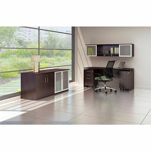 Safco Medina Mocha Laminate Office Unit 18.3" Height x 63" Width x 15" Depth - 2 Door(s) - 4 Shelve(s) - Beveled Edge - Material: Medium Density Fiberboard (MDF), Laminate - Finish: Mocha - 1 Each (MNH63LDC)