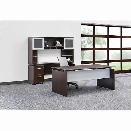 Safco Medina Mocha Laminate Office Unit 18.3" Height x 63" Width x 15" Depth - 2 Door(s) - 4 Shelve(s) - Beveled Edge - Material: Medium Density Fiberboard (MDF), Laminate - Finish: Mocha - 1 Each (MNH63LDC)