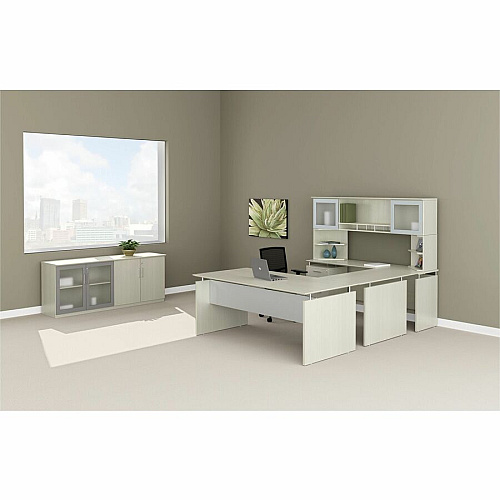Safco Medina Textured Sea Salt Laminate Unit 18.3" Height x 63" Width x 15" Depth - 2 Door(s) - 4 Shelve(s) - Beveled Edge - Material: Medium Density Fiberboard (MDF), Laminate - Finish: Textured Sea Salt - 1 Each (MNH63TSS)