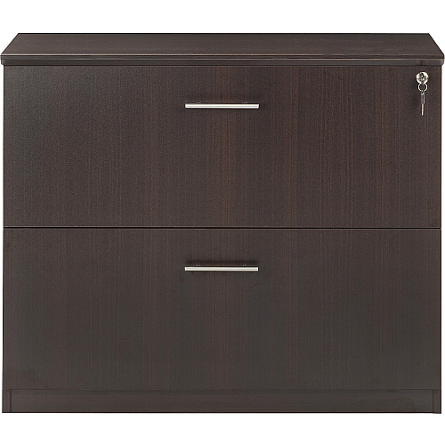 Safco Medina Mocha Laminate Office Unit 1" Thickness Work Surface, 29.5" Height x 36" Width x 20" Depth Lateral File, 0" Thickness Table Top, 9.1" Height11.9" Depth Drawer - Beveled Edge - Material: Medium Density Fiberboard (MDF) - Finish: Moch (MVLFLDC)