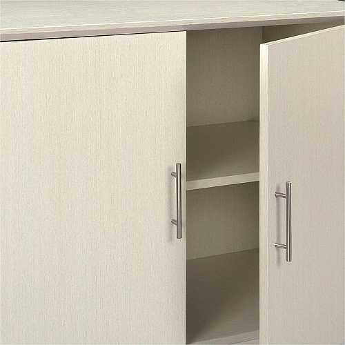 Safco Medina Textured Sea Salt Laminate Unit 1" Thickness Work Surface, 29.5" Height x 36" Width x 20" Depth Return, 0" Thickness Table Top, 26.3" Height x 17.8" Width1" Thickness Door - 2 Door(s) - 1 Adjustable Shelf(ves) - Beveled Edge - Materi (MSCTSS)
