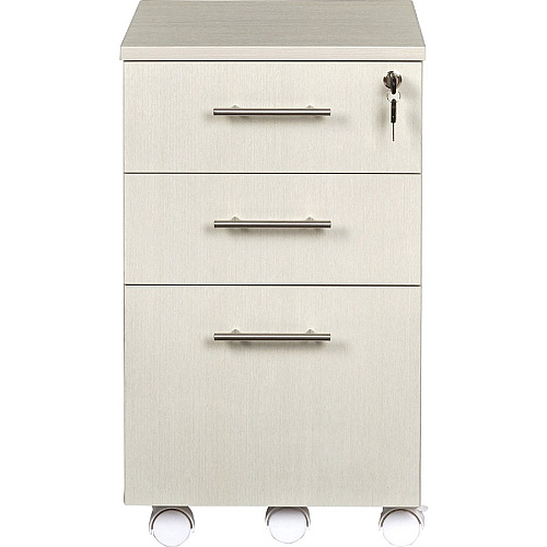 Safco Medina Mobile Pedestal 26.8" Height x 15.5" Width x 18" Depth - Total Drawer(s): 3 - Single Pedestal - Beveled Edge - Material: Medium Density Fiberboard (MDF), Laminate - Finish: Textured Sea Salt - 1 Each (MNBBFTSS)