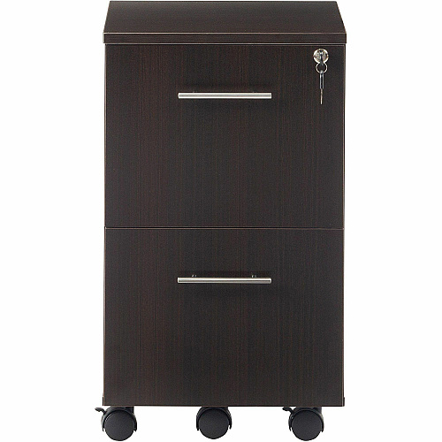 Safco Medina Laminate Mobile File/File Pedestal 26.8" Height x 15.5" Width x 18" Depth - Total Drawer(s): 2 - Single Pedestal - Beveled Edge - Material: Medium Density Fiberboard (MDF), Laminate - Finish: Mocha - 1 Each (MNFFLDC)