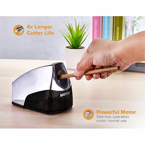 Bostitch Personal Electric Pencil Sharpener 4" Width x 8.3" Depth - Gray - 1 Each (EPS4CHROME)