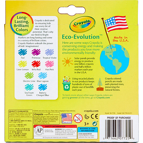 Crayola Bright/Bold Broad Line Markers Broad Conical Marker Point - Multicolor Ink - 10 / Pack (587725)