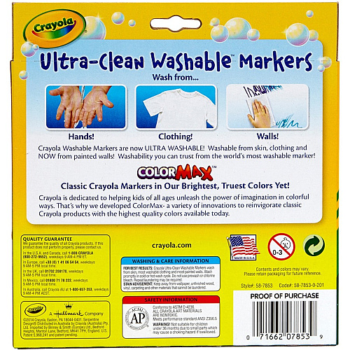 Crayola Bold Colors Washable Markers Broad Conical Marker Point - Washable - Plum, Golden Yellow, Primrose, Azure, Copper, Emerald, Teal, Raspberry, Kiwi, Pumpkin Ink - 10 / Pack (587853)