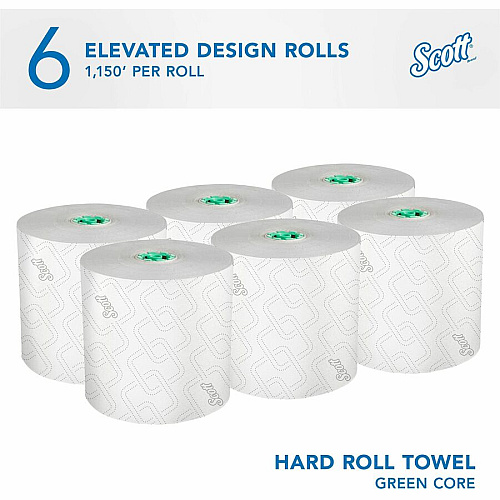 Scott Pro High-Capacity Hard Roll Towels with Elevated Design and Absorbency Pockets 1 3/4" Core - White - Paper - 6 / Carton (25700)