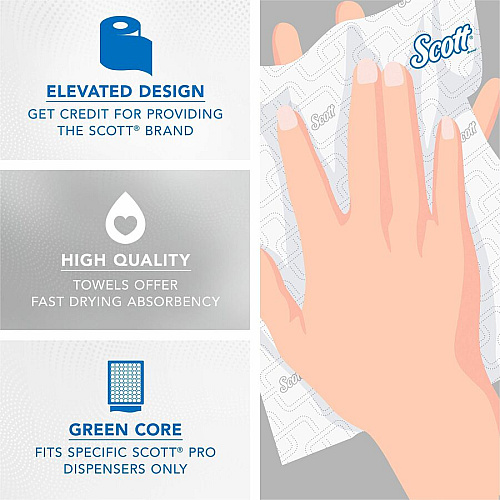 Scott Pro High-Capacity Hard Roll Towels with Elevated Design and Absorbency Pockets 1 3/4" Core - White - Paper - 6 / Carton (25700)