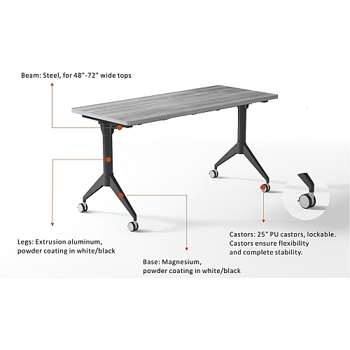 Lorell Spry Nesting Training Table Base Black Folding Base - 2 Legs - 29.50" Height - Assembly Required - Cold-rolled Steel (CRS) - 1 Each (LLR60738)