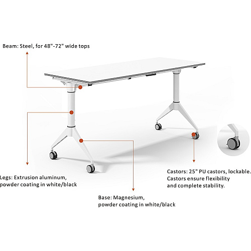 Lorell Spry Nesting Training Table Base White Folding Base - 2 Legs - 29.50" Height - Assembly Required - Cold-rolled Steel (CRS) - 1 Each (LLR60739)