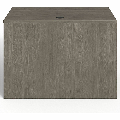 Lorell Prominence 2.0 Left Return Rectangle - 29" Height x 42" Width x 24" Depth, 1" Thickness Top - Total Drawer(s): 2 - Single Pedestal on Left Side - Band Edge - Material: Particleboard - Finish: Gray Elm, Thermofused Melamine (TFM), La (LLRPR2442QLGE)