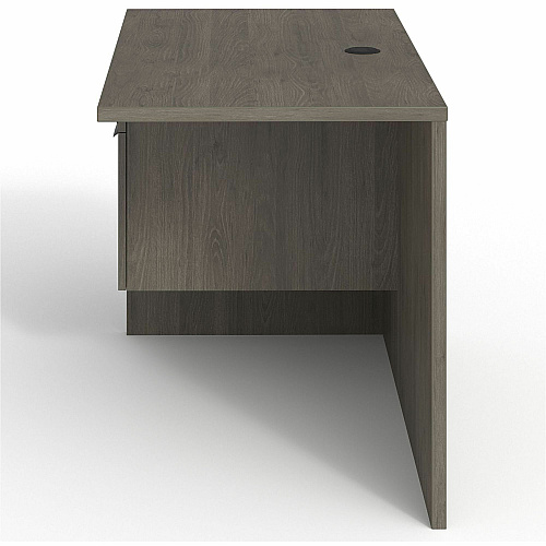 Lorell Prominence 2.0 Left Return Rectangle - 29" Height x 42" Width x 24" Depth, 1" Thickness Top - Total Drawer(s): 2 - Single Pedestal on Left Side - Band Edge - Material: Particleboard - Finish: Gray Elm, Thermofused Melamine (TFM), La (LLRPR2442QLGE)