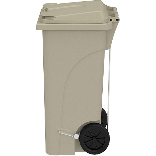Safco 32 Gallon Plastic Step-On Receptacle 32 gal Capacity - Foot Pedal, Lightweight, Easy to Clean, Handle, Wheels, Mobility - 37" Height x 21.3" Width x 20" Depth - Plastic - Tan - 1 / Carton (9926TN)
