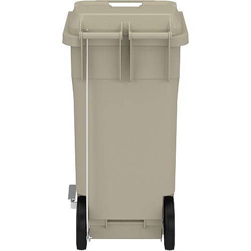 Safco 32 Gallon Plastic Step-On Receptacle 32 gal Capacity - Foot Pedal, Lightweight, Easy to Clean, Handle, Wheels, Mobility - 37" Height x 21.3" Width x 20" Depth - Plastic - Tan - 1 / Carton (9926TN)