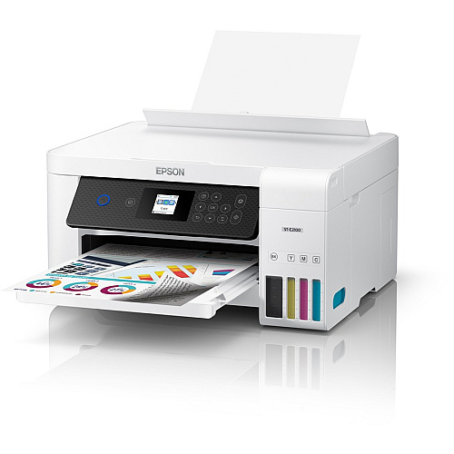 Epson WorkForce ST-C2100 Wireless Inkjet Multifunction Printer - Color Copier/Printer/Scanner - 5760 x 1440 dpi class - Automatic Duplex Print - Up to 3000 Pages Monthly - 100 sheets Input - Color Flatbed Scanner - 1200 dpi Optical Scan - Wir (C11CJ63203)