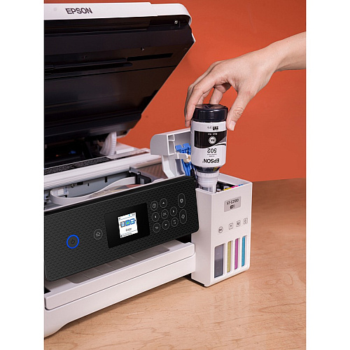 Epson WorkForce ST-C2100 Wireless Inkjet Multifunction Printer - Color Copier/Printer/Scanner - 5760 x 1440 dpi class - Automatic Duplex Print - Up to 3000 Pages Monthly - 100 sheets Input - Color Flatbed Scanner - 1200 dpi Optical Scan - Wir (C11CJ63203)