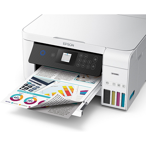 Epson WorkForce ST-C2100 Wireless Inkjet Multifunction Printer - Color Copier/Printer/Scanner - 5760 x 1440 dpi class - Automatic Duplex Print - Up to 3000 Pages Monthly - 100 sheets Input - Color Flatbed Scanner - 1200 dpi Optical Scan - Wir (C11CJ63203)