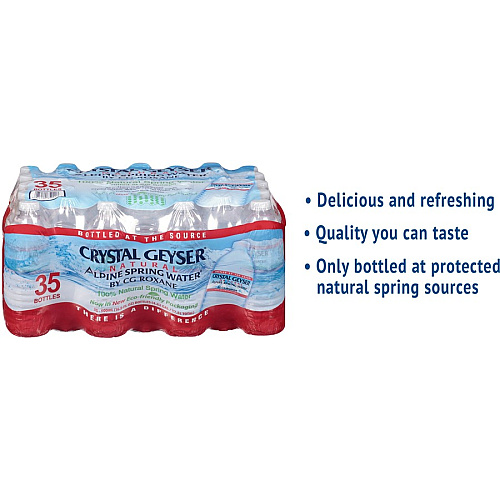 Crystal Geyser Natural Alpine Spring Water Ready-to-Drink - 16.90 fl oz (500 mL) - Natural - 35/Carton - 1890 / Pallet (35001DEP)