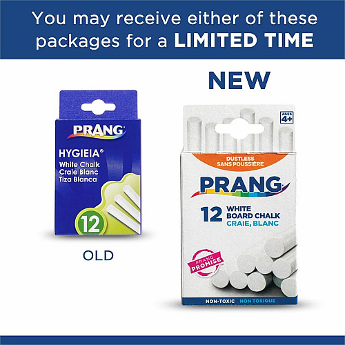 Prang Nontoxic Chalk Sticks 3.3" Length - White - 12/Box - 144 / Carton (31144CT)