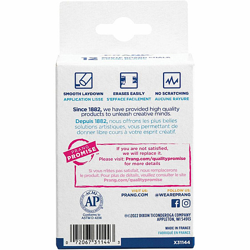 Prang Nontoxic Chalk Sticks 3.3" Length - White - 12/Box - 144 / Carton (31144CT)