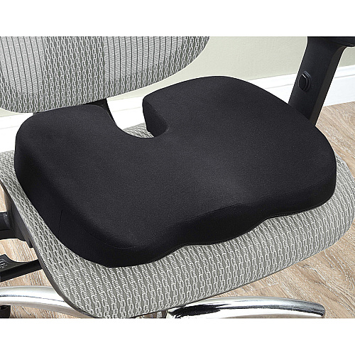 Lorell Butterfly-Shaped Seat Cushion 17.50" x 15.50" - Fabric, Memory Foam, Silicone - Butterfly - Comfortable, Ergonomic Design, Durable, Machine Washable, Zippered, Anti-slip - Black - 1 Each (LLR18307)