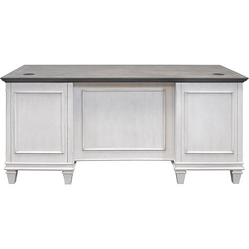 Martin Hartford Double Pedestal Desk Rectangle - 31" Height x 70" Width x 30" Depth - Total Drawer(s): 7 - Double Pedestal on Left/Right Side - Material: Wood Grain, Veneer, Metal, Wire Mesh - Finish: Vintage Linen - 1 Each (IMHF680W)