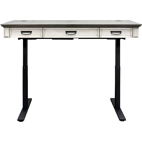 Martin Hartford Sit/Stand Desktop Rectangle - 45" Height x 60" Width x 28" Depth - Total Drawer(s): 3 - 1 Shelve(s) - Material: Wood Grain, Veneer - Finish: Vintage Linen - 1 Each (IMHF384TW)