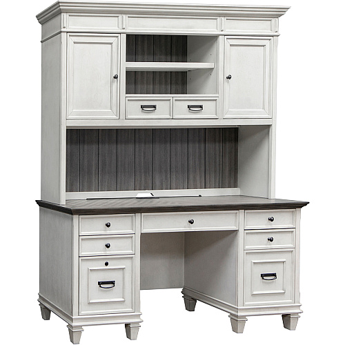 Martin Hartford Hutch Rectangle - 49" Height x 71" Width x 14" Depth - Total Drawer(s): 2 - 1 Adjustable Shelf(ves) - Material: Wood Grain, Veneer, Metal, Wire Mesh - Finish: Vintage Linen - 1 Each (IMHF682W)